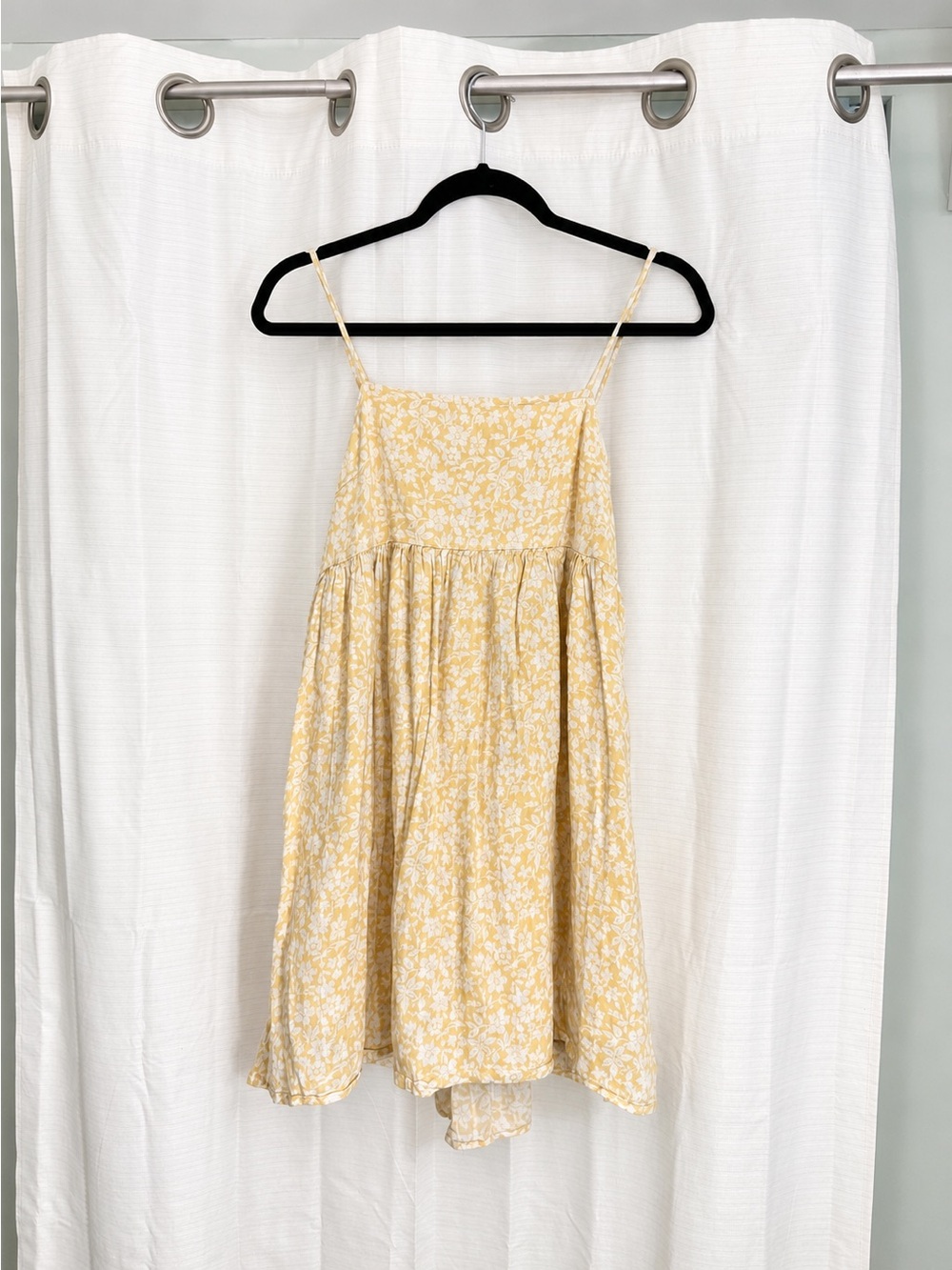 American Eagle Yellow Floral Tie-Back Mini Dress | Size Small